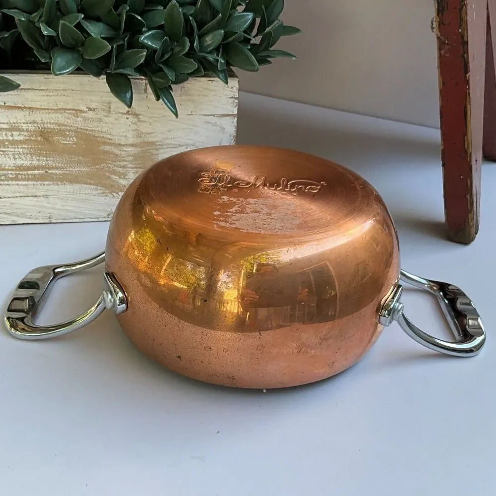 TL Mulino New York Copper Sauce Pan Pot with handles EUC